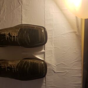 Men's Green David Eden CROCODILE&LIZARD SZ 10.5 Dress Shoes